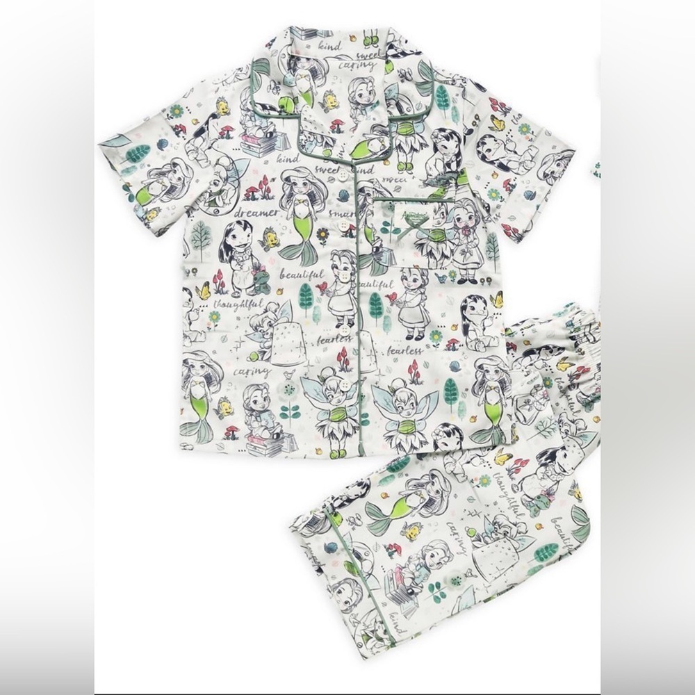 Disney Animators Collection Princess Ariel Belle Tinker Bell Toddler 2T Pajamas